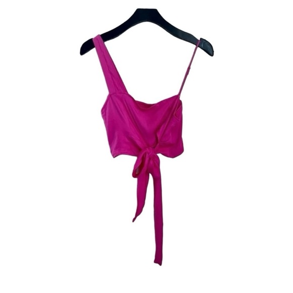 Free People Mila Tie Front Crop Top In Festival Fuchsia NWOT - Picture 4 of 7
